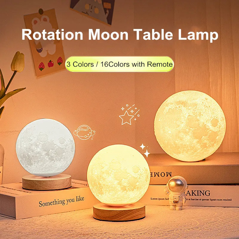 Creative 3D Magnetic Floating Levitating Moon Lamp Touch Control 3 Color Moon Light